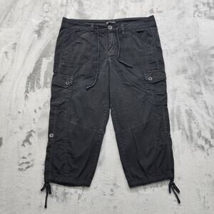 Supplies Pants Womens 8 Black Cargo Crop Capri Drawstring Convertible Hem Casual